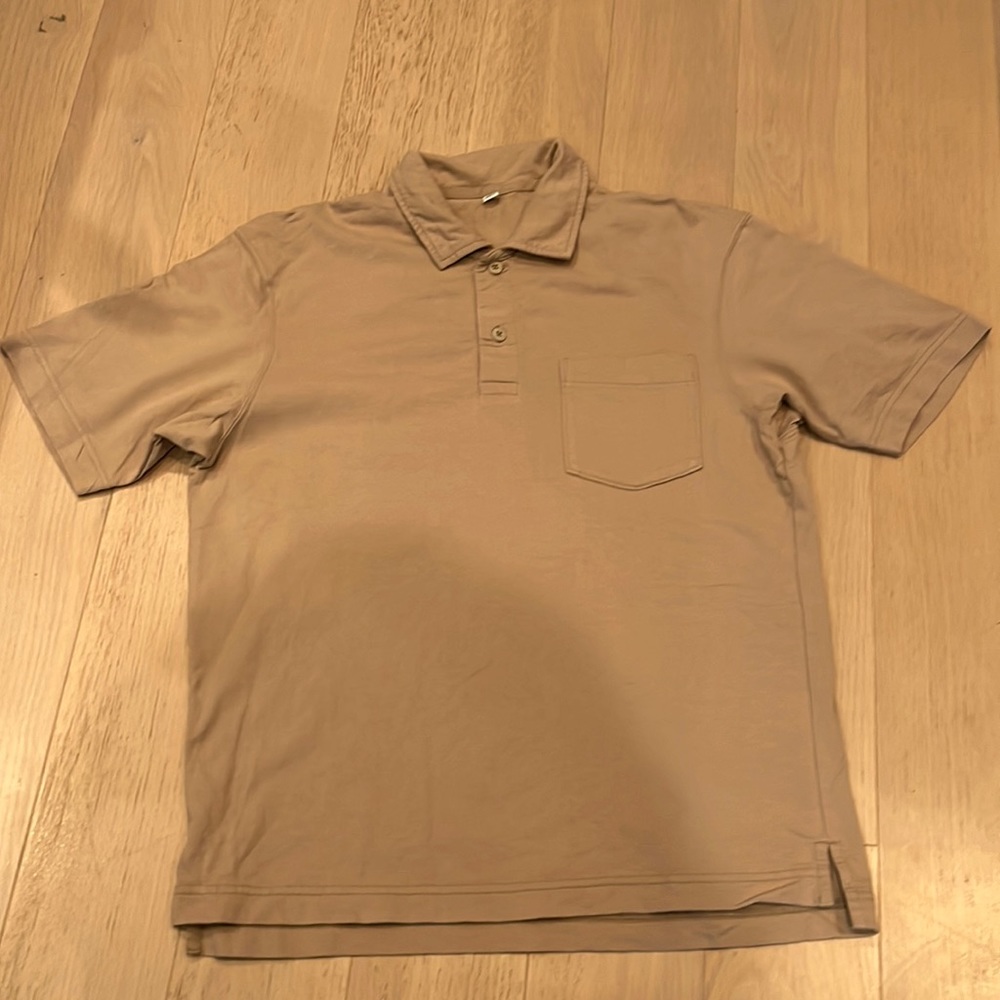 Men's Tan Polo Shirt with Chest Pocket
